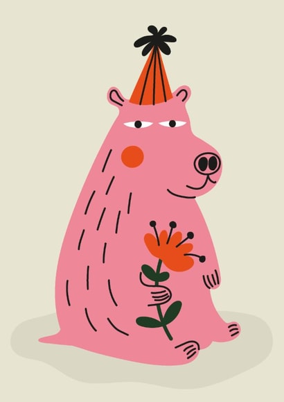 Cute Birthday Card – Capybara In A Party Hat created by Seekprint