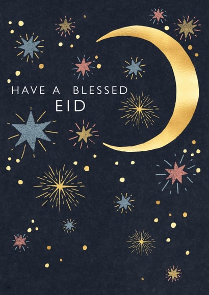 Classic Faith Card - Have A Bless Eid - Moon & Stars created by Laura Darrington Design Ltd.