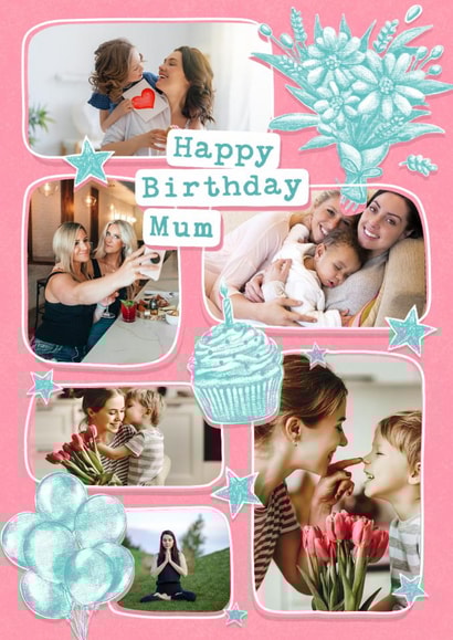 Classic Birthday Card - For Mum - Cake And Flowers created by Evie Garnett Designs