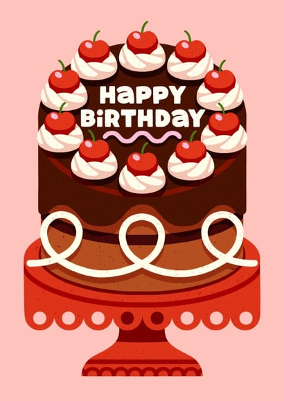 Classic Birthday Card - Chocolate Cake - Cherries created by Folio | Ian Owen