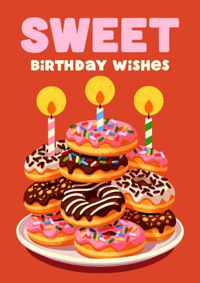 Classic Birthday Card - Donut Cake - Sweet Wishes created by Folio | Ian Owen