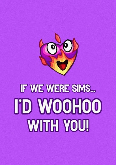 The Sims Game Woohoo Funny Birthday Anniversary Valentine's Day Card created by Insa Prints