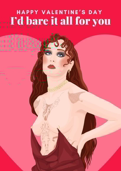 Funny Valentine's Day Card - Chappell Roan - Grammys Outfit created by Pink Peach Cards