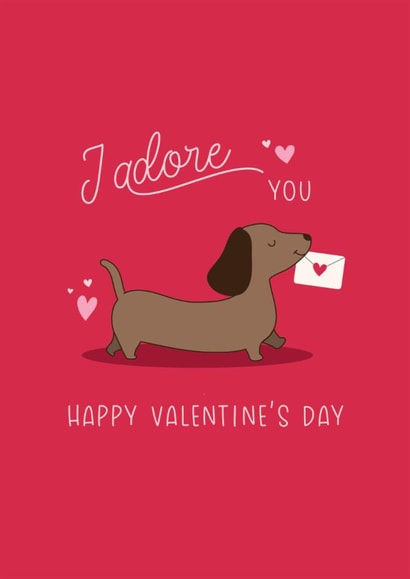 Cute Sausage Dog Valentine's Card - Dachshund Valentine's Card created by KDee Designs
