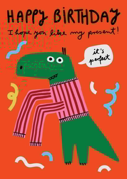 Funny Birthday Card - T-Rex Jumper created by Au Contraire