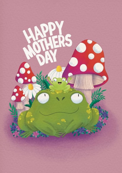 Cute Frog Toadstool Mothers Day Card created by Pixiecraft