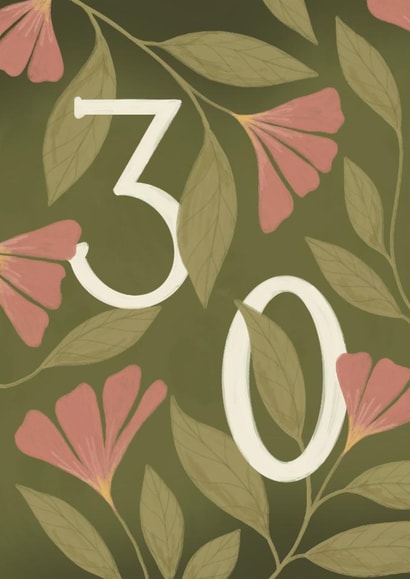 Pretty Birthday Card - 30th - Pink Flowers created by Ellice Owens Designs