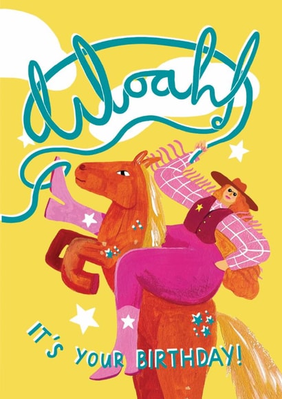 Arty Birthday Card - For Her - Cowgirl - Horse created by Ickaprint