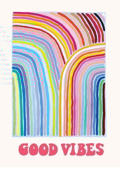 Arty Love & Friendship Card - Good Vibes - Vibrant Design created by Ickaprint