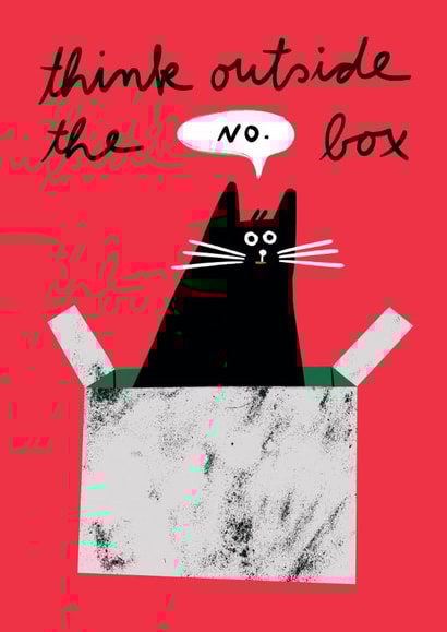 Funny Cat Sitting In A Box - Think Outside The Box created by Au Contraire