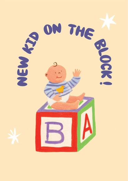 Cute New Baby Card - New Kid On The Block - Building Block created by Ickaprint