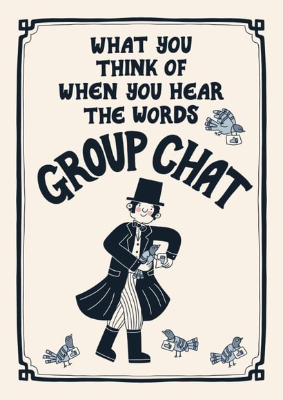 Cheeky Birthday Card - For Him - Group Chat Carrier Pigeons - Thumbs Up Emoji created by Christine Cuddihy Illustration