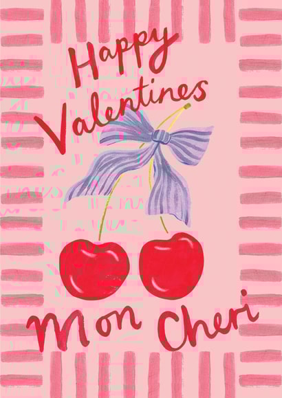 Modern Valentine's Day Card - Mon Cheri - Cherries created by Ickaprint