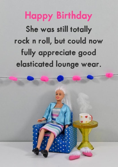 Funny Birthday Card - For Her - Fully Appreciate Elasticated Lounge Wear created by Bold & Bright Cards