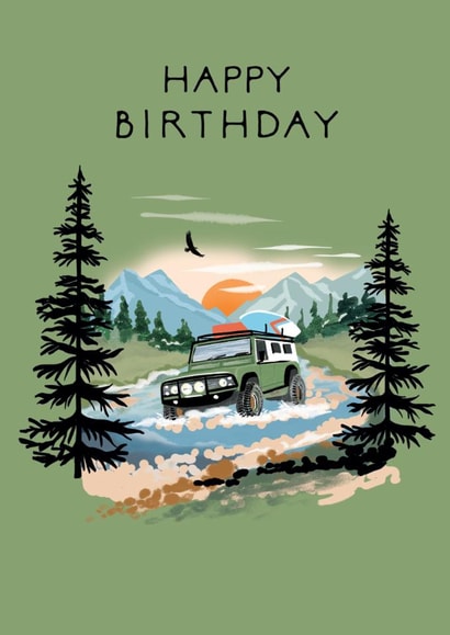 Classic Birthday Card - Land Rover - Landscape created by Rosanna Rossi