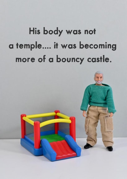 Funny Birthday Card - Bouncy Castle Body created by Bold & Bright Cards