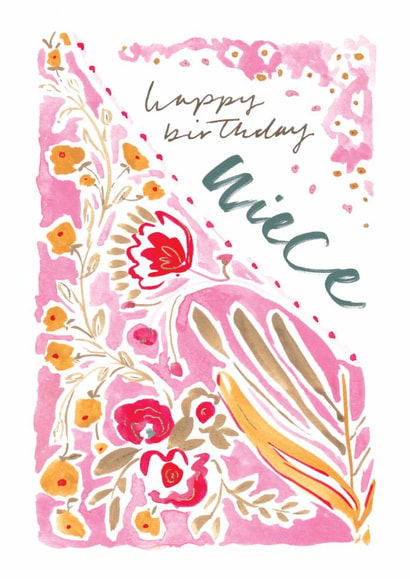 Traditional Birthday Card - For Niece - Painted Florals created by Rebecca Prinn