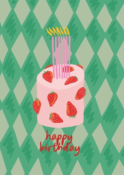Fun Strawberry Cake Birthday Card for Her created by Penny and Me