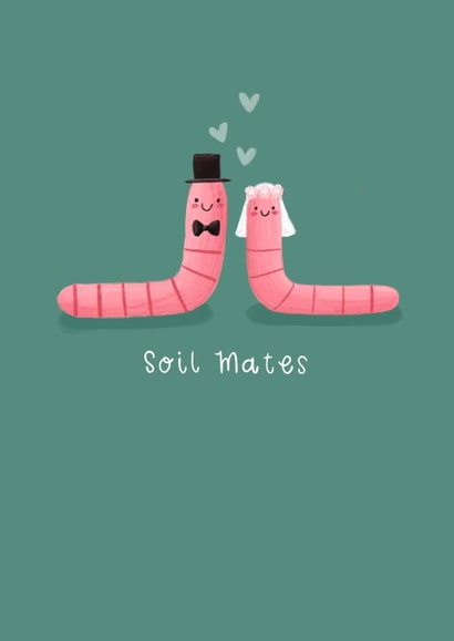 Cute Wedding Card - Worms - Soil MAtes created by Becky Down