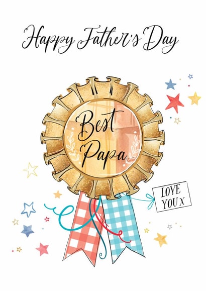 Traditional Father's Day Card - Best Papa - Rosette created by Katie Phythian Design