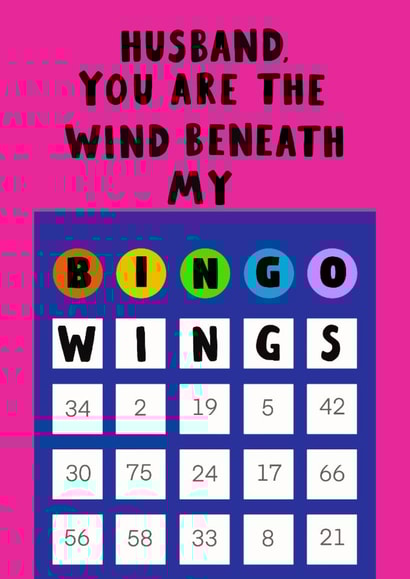 Funny Bingo Birthday Card - For Husband - Bingo Wings created by Jimmy Doodle