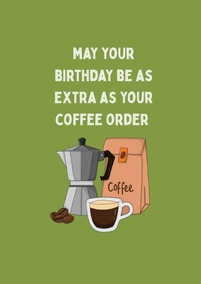 Cute birthday card for your coffee loving friend created by Fox & Piglet