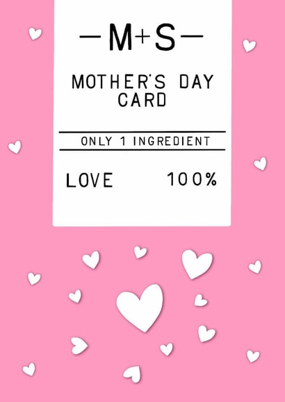 Cute Mothers Day Card - Marks and Spencers - One Ingredient created by Pickled Prints