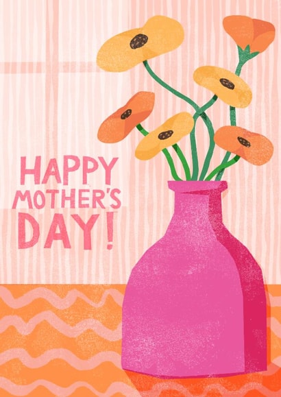 Pretty Mother's Day Card - Pink Vase Of Poppies created by Catherine Pape