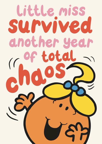 Funny Mother’s Day Card - Little Miss Survived The Chaos created by Mr. Men