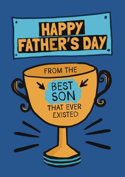 Funny Father's Day Card - From The Best Son - Trophy created by Giddy Kipper