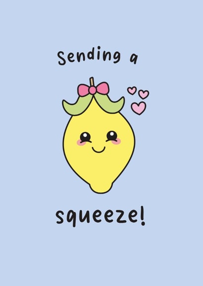 Cute Lemon Pun Thinking of You Card for Friend – Sending a Squeeze Just Because created by Sunshine Lane