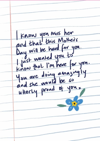 Caring, sentimental Mother's Day card for those that have lost their mum. created by martha and hepsie ltd