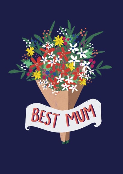 Classic Mother's Day Card - Best Mum - Flowers created by martha and hepsie ltd