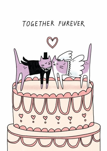 Cute Wedding Card - Cat Cake - Together Furever created by Sunpatch Society