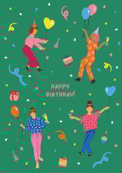 Fun joyful card to wish a friend a happy birthday - Girls party created by Zoe May Designs
