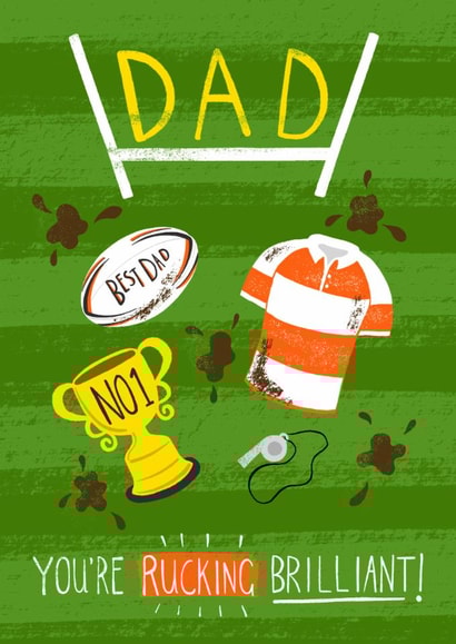Funny father's day card, Rugby themed, dad, Birthday Card created by Christine Gore