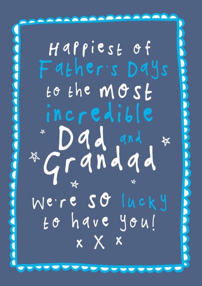 Classic Father's Day Card - Lucky To Have You - Dad & Grandad created by Bow & Bell