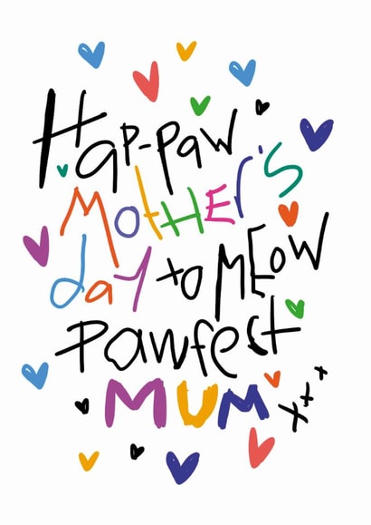 Mother's Day Card from Cat, Hap-paw Mothet's Day, Cat Pun,Card for Cat mums created by Studio Flafello LTD