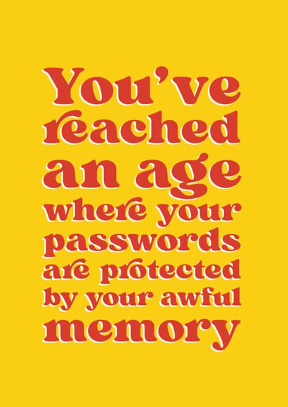 Funny Birthday Card - Passwords - Awful Memory created by Brainbox Candy