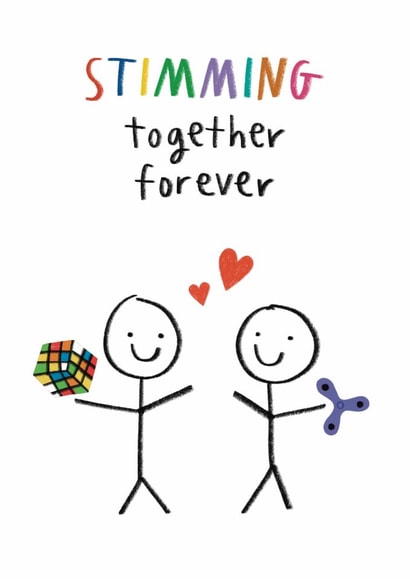 Cute Anniversary Card - Stimming Together - Neurodivergent - Gay - LGBTQ created by Alice Mole Illustration
