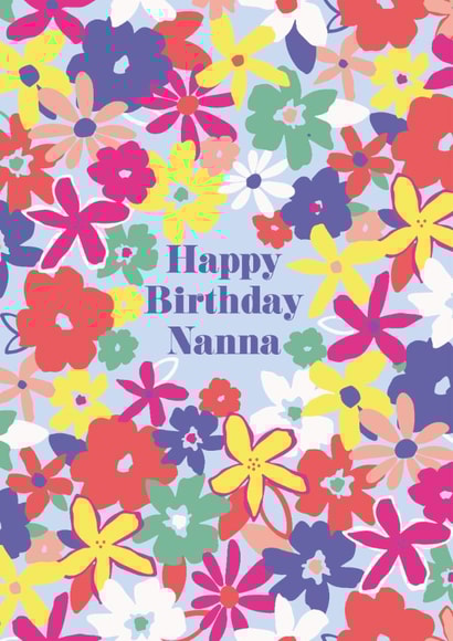 Colourful Birthday card for Nanna - fun flowers - Happy Birthday created by Sazerelli Designs