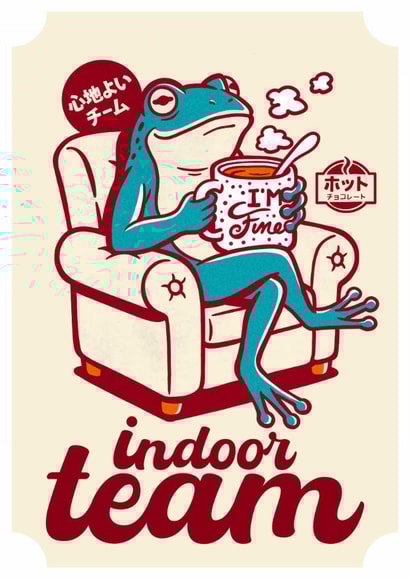 Funny WFH Card - Working From Home - Cute Frog Indoor Team - I'm Fine created by Roberto Nieto