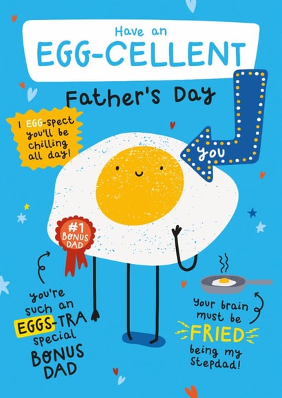 Cute Father’s Day Card - For Step Dad - Fried Egg created by Twisted Haggis