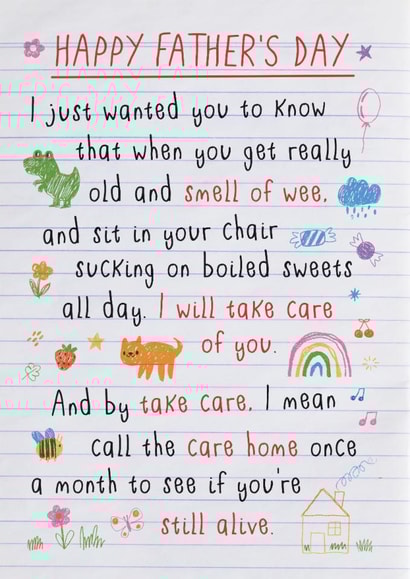 Funny Father's Day card for an older dad from son or daughter created by Kelly Hunt Designs