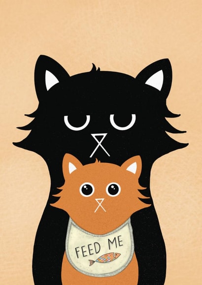 Little Paws Baby Card – Funny Newborn Card for New Parents, Black Cat & Kitten created by Baldy And The Fidget