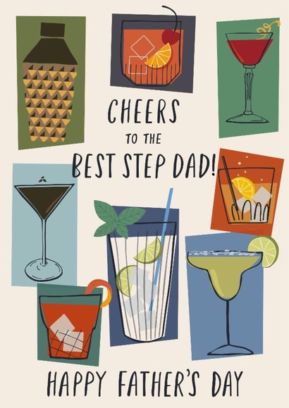 Classic Father's Day Card - Cheers To The Best Step Dad - Cocktails created by Nina Raby - Jones