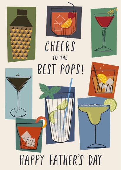 Classic Father's Day Card - Cheers To The Best Pops - Cocktails created by Nina Raby - Jones