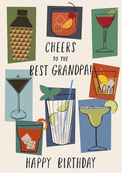 Classic Birthday Card - Cheers To The Best Grandpa - Cocktails created by Nina Raby - Jones