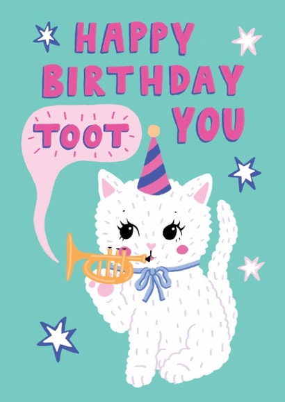 Cute Birthday Card - Cat - Trumpet created by Earlybird
