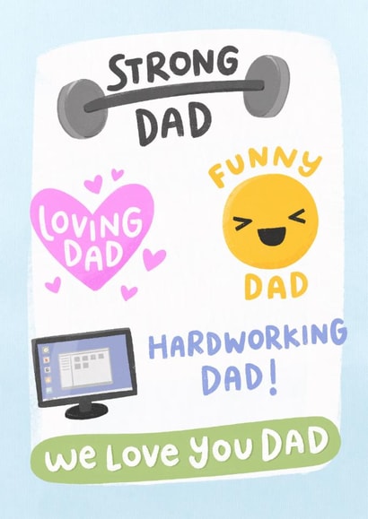 Classic Father's Day Card - Dad Traits - Loving - Hardworking created by Macie Dot Doodles